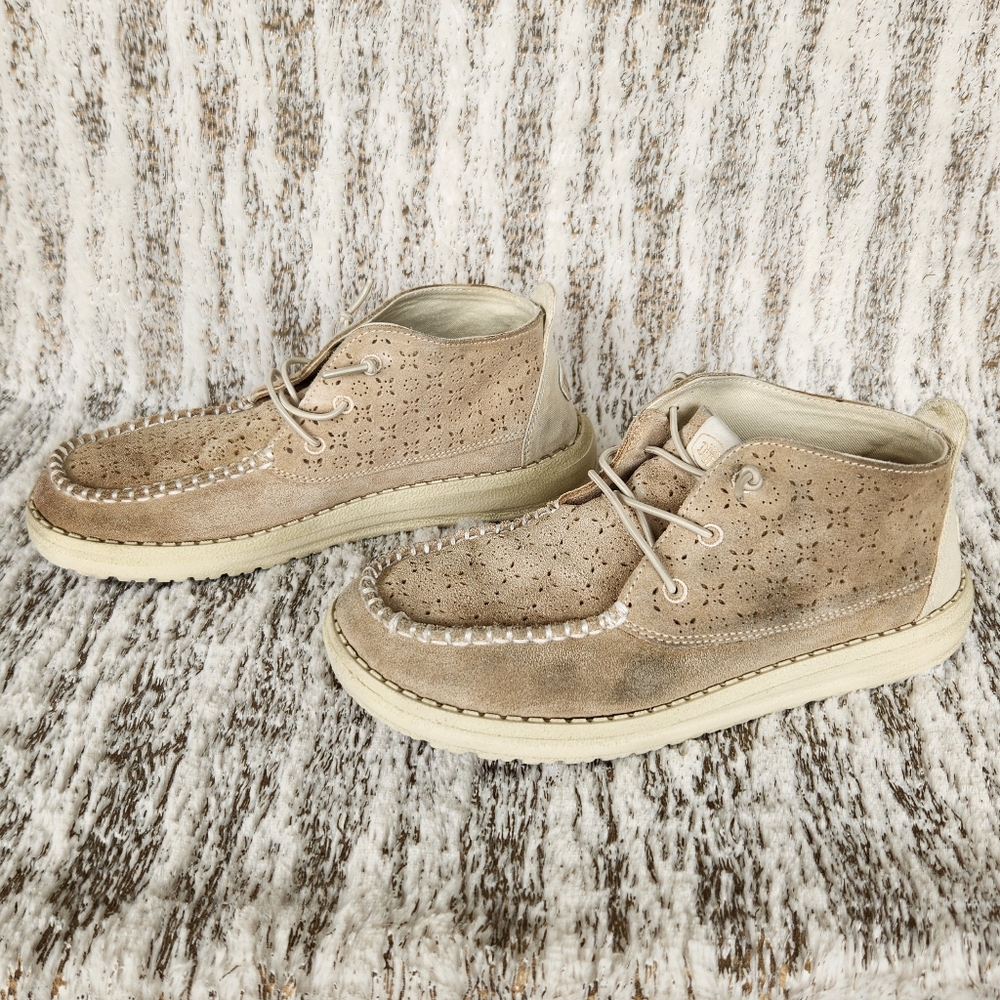 Hey Dude "Wendy Mid Suede Boho" Ivory Tan Leather | Women's Size 7 - Picture 3 of 16